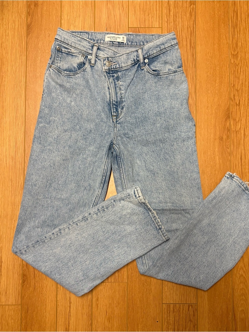 Abercrombie & Fitch Light Blue Ultra High-Rise Straight Jeans